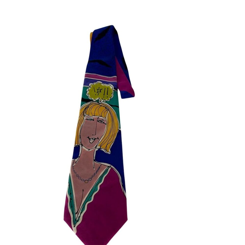 Herzenberg Vintage Handmade Silk Tie Geometric Artistic  Signed